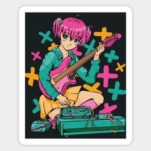 Cute Anime Girl with Guitar Magnet